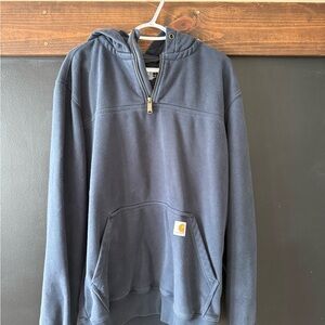 Carhartt Dark Navy Zip-Up Hoodie with Branded Neck Label